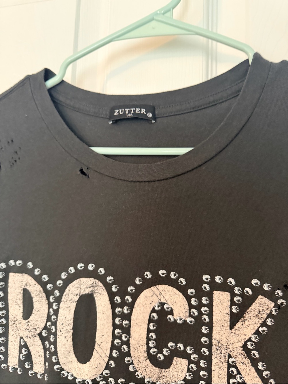 Zutter Black 'Rock & Roll' Distressed Maxi Tee Dress with faux stud details - Picture 4 of 8